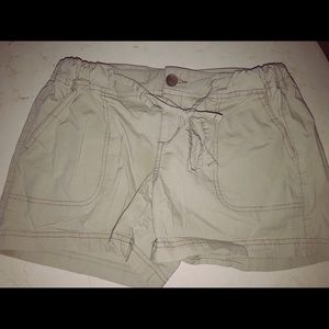 Mid length khaki shorts